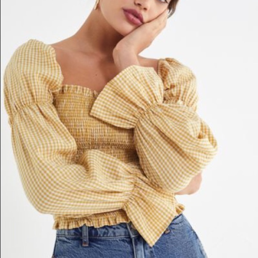 Gingham Cinched Blouse